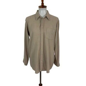 York Street Button Down Top Medium Tan Long Sleeve Workwear Basic
